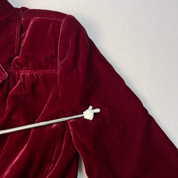 Burgundy Velour Blazer Top Women Holiday Christmas Velvet Y2K Romantic Academia - Picture 12 of 12